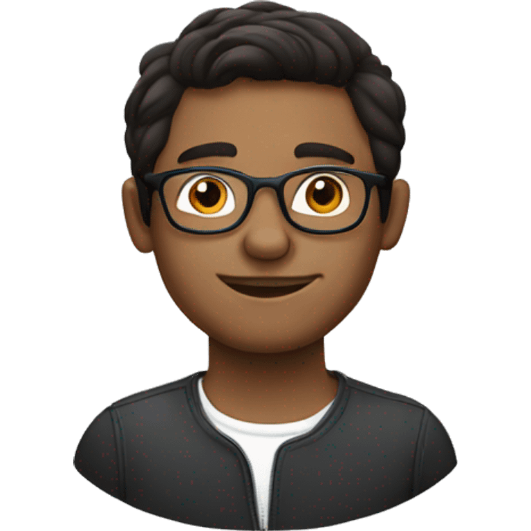 a brunette man with round clear glasses emoji