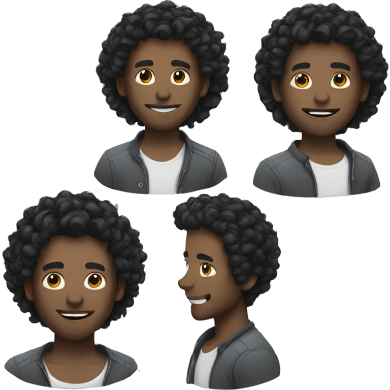 man curly black hair emoji