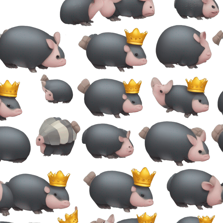 Black chubby round armadillo pig panda centipede armadillo wearing a crown emoji