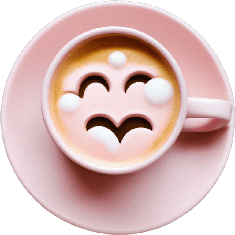 blush pink coffee cup with heart-shaped foam art on top emoji