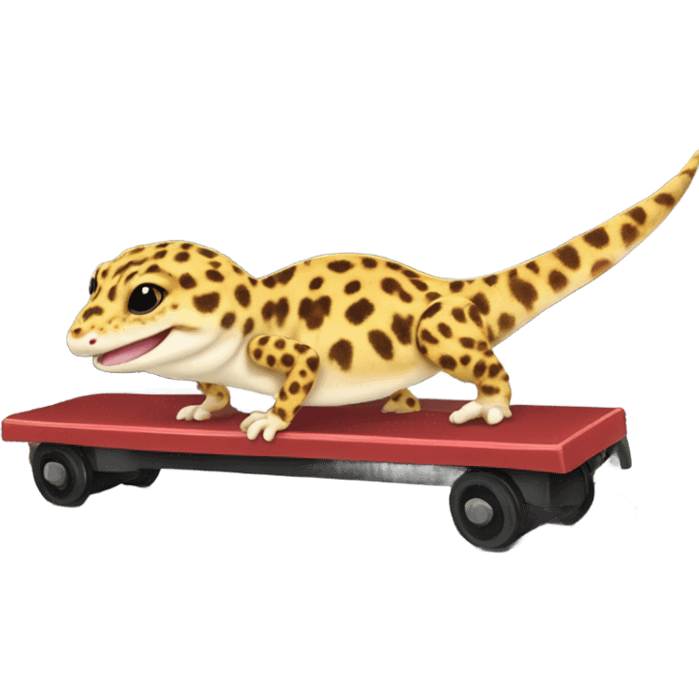 Leopard gecko riding a choo choo train  emoji