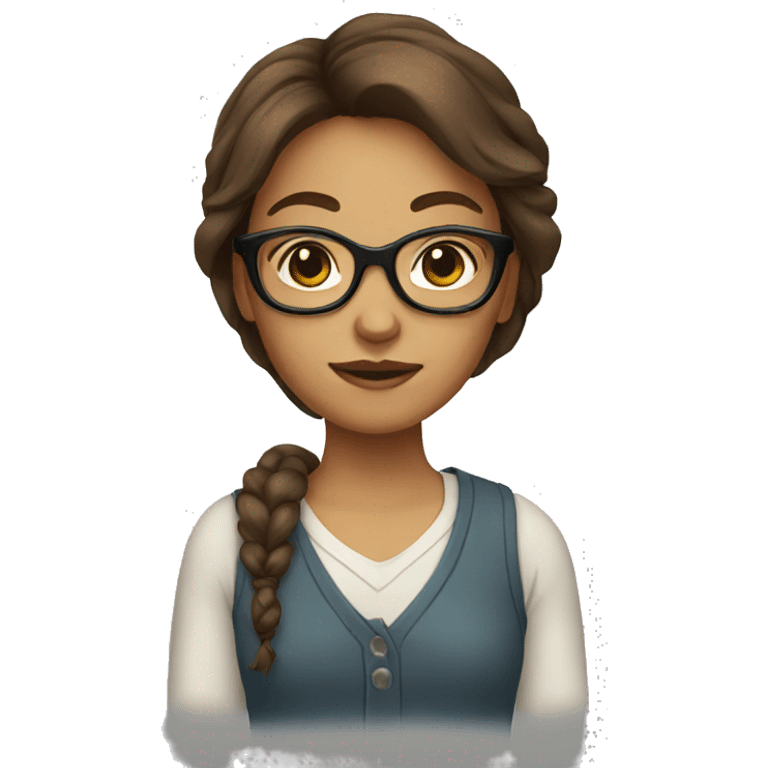 brown hair girl with glasses emoji