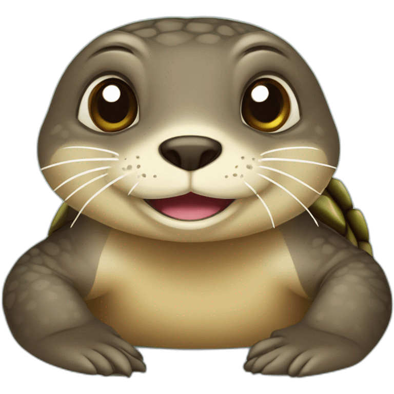 Une loutre sur une tortue emoji