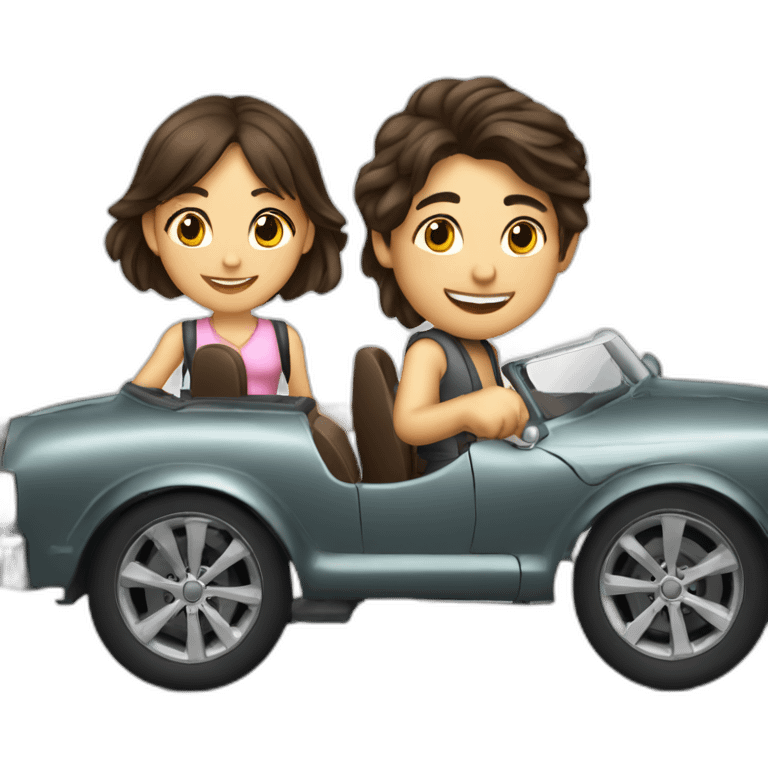 Brunette-boy-and-brunette-girl-roadster-car-driving emoji