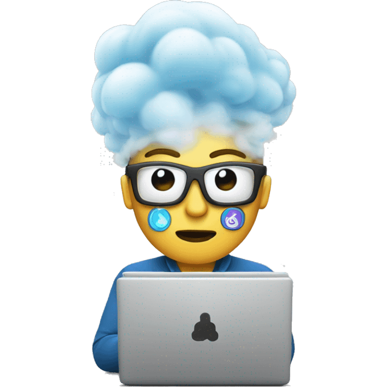 person's head steaming while coding on a laptop emoji