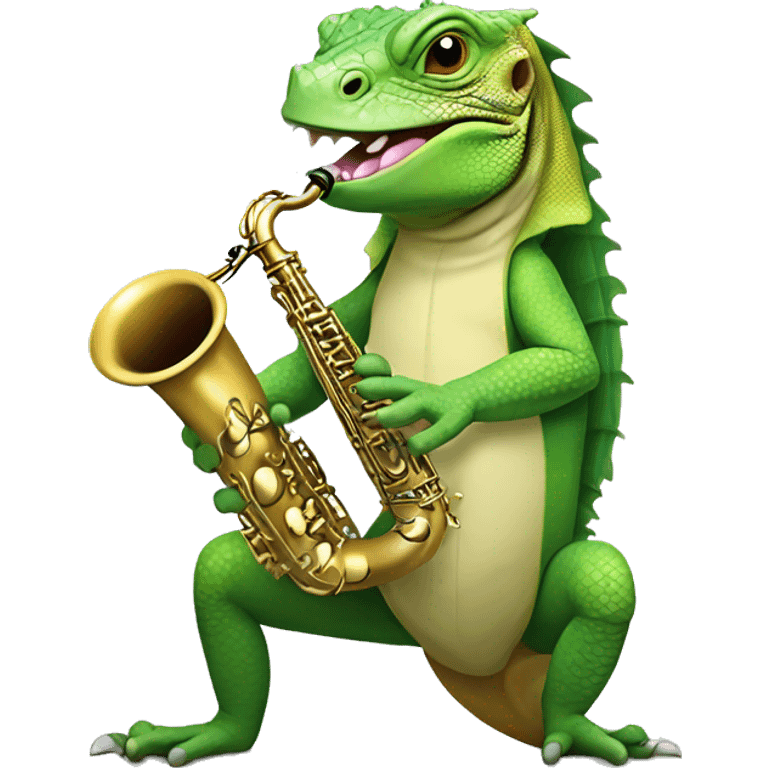 Iguana playing the saxophone  emoji