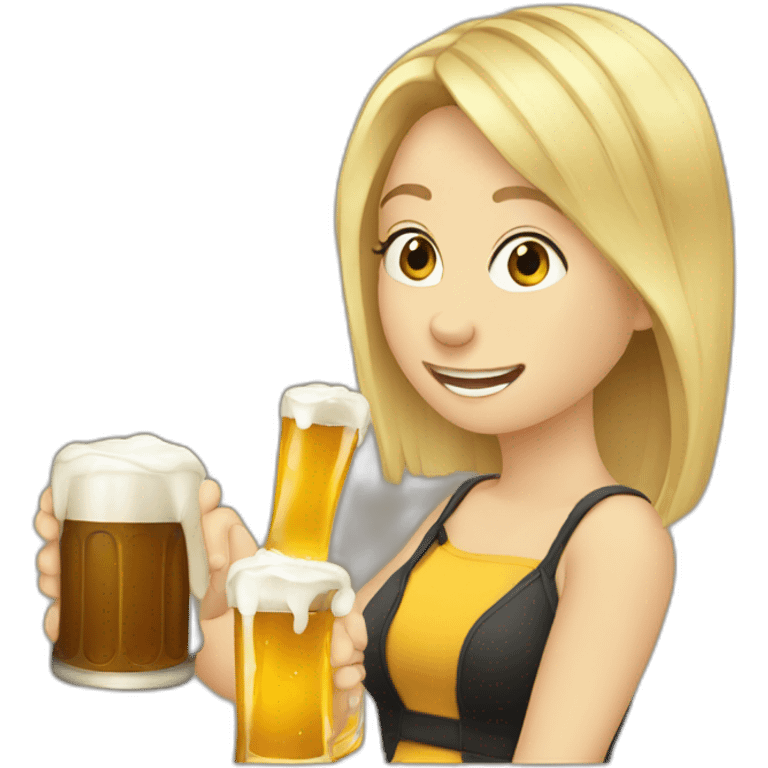 blond girl driking beer emoji