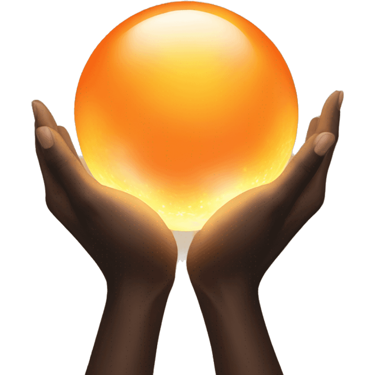 Hands holding Glowing orange orb emoji