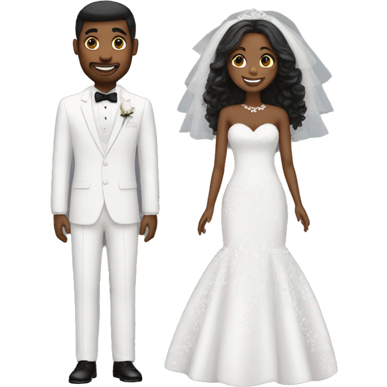 Black bride white groom emoji