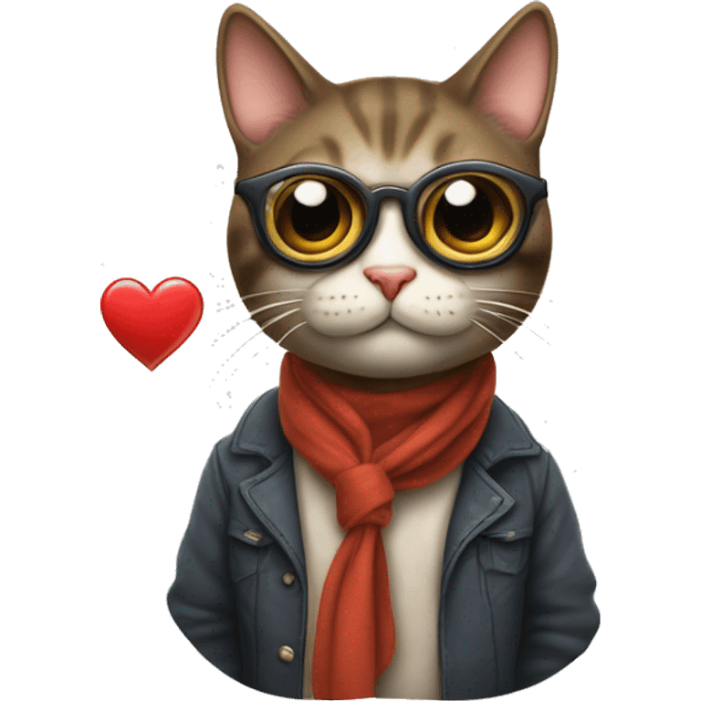 Gato con botas y lentes de corazón  emoji