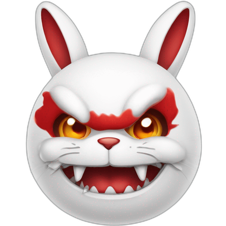 evil white rabbit with sharp fangs with red around mouth emoji