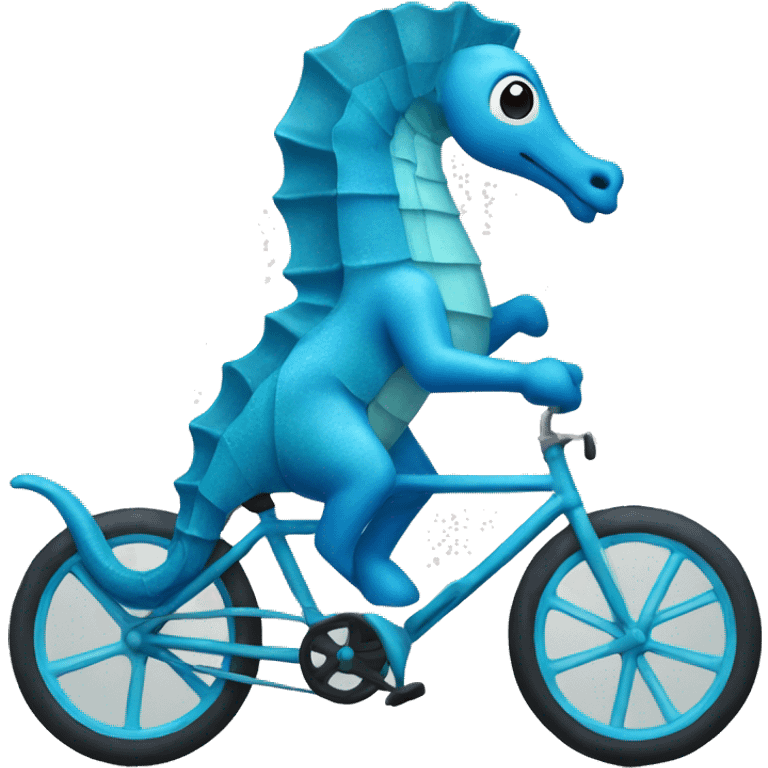 Blue seahorse riding a bike emoji