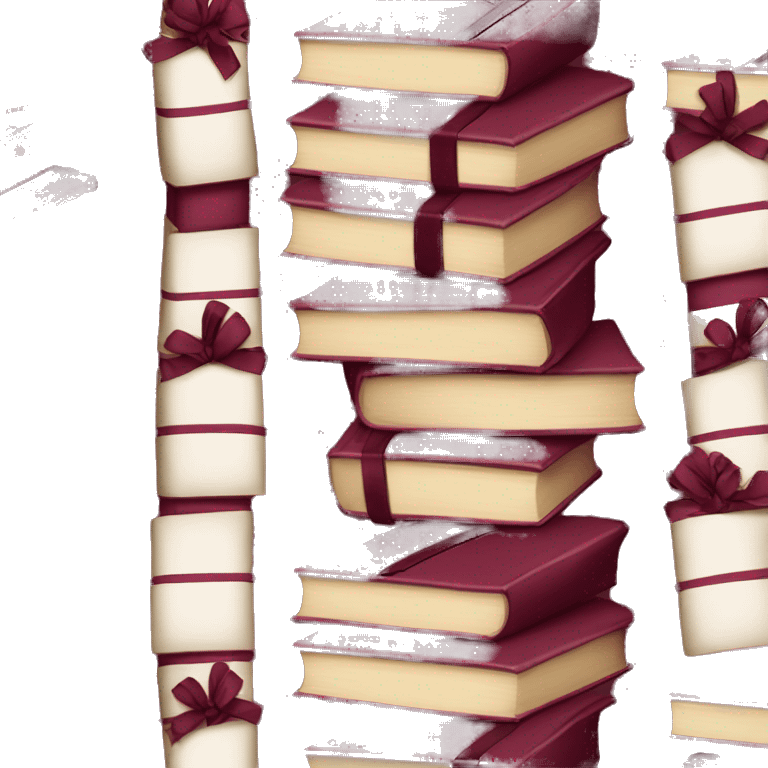 burgundy books stacked up and tied together by a burgundy bow emoji