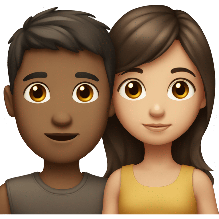 Brown hair brown eye little girl with boy with dark brown hair emoji