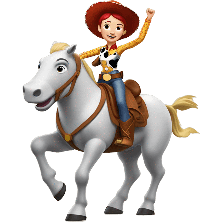 Jessie from Toy Story riding Bullsye emoji