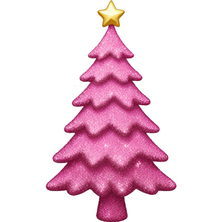 glittery pink christmas tree emoji