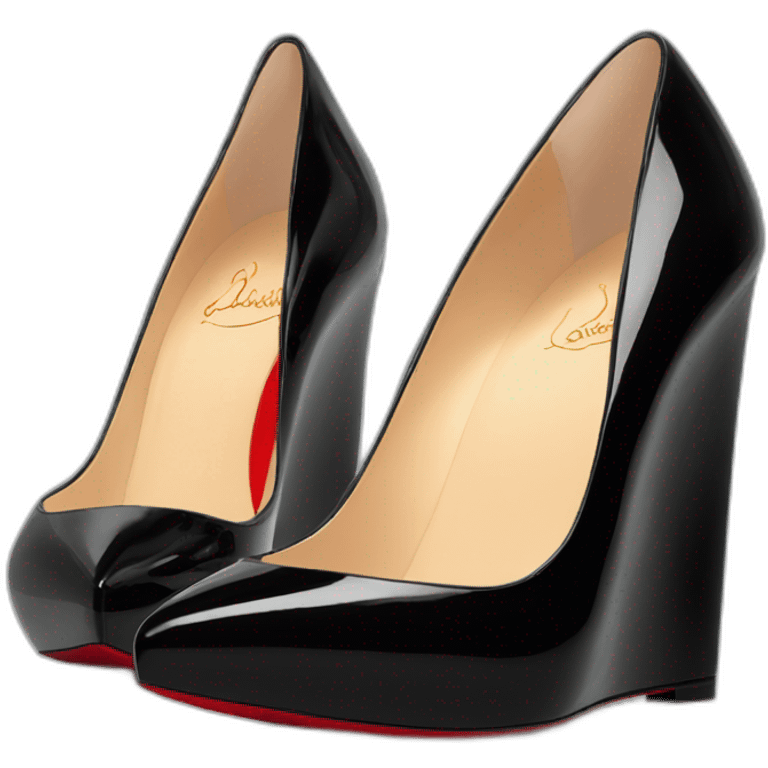 One WEDGE heel LOUBOUTIN black leather PATENT emoji