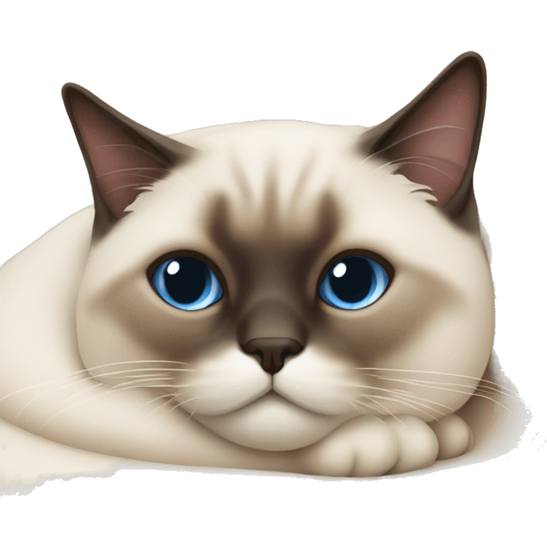 fluffy siamese cat curled up sleeping emoji