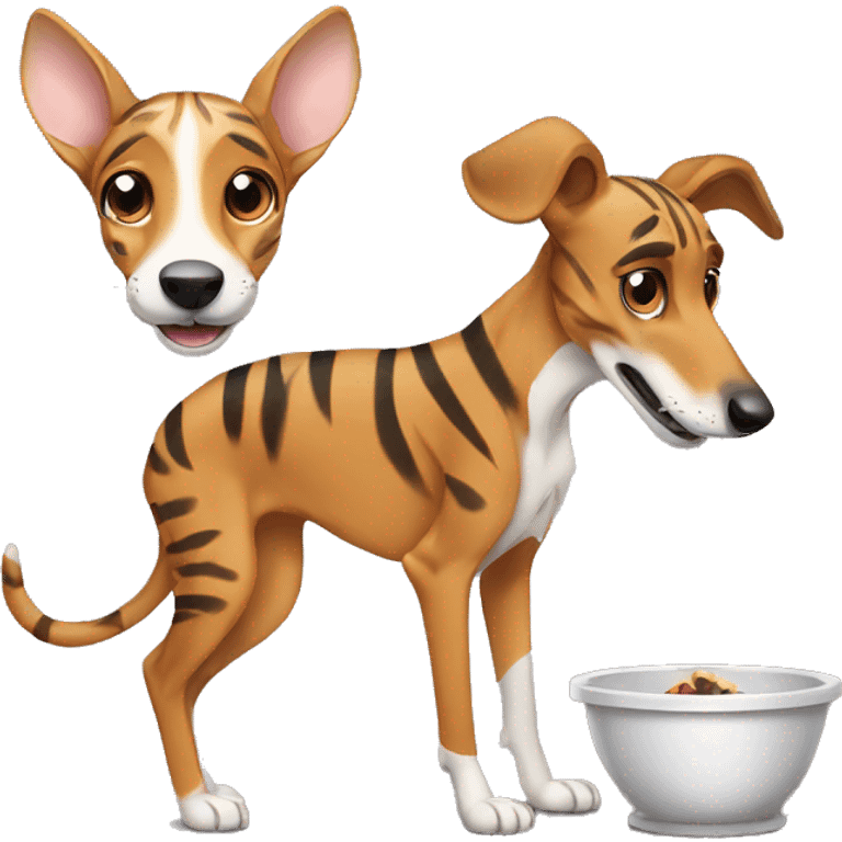 Fawn tiger greyhound eating emoji