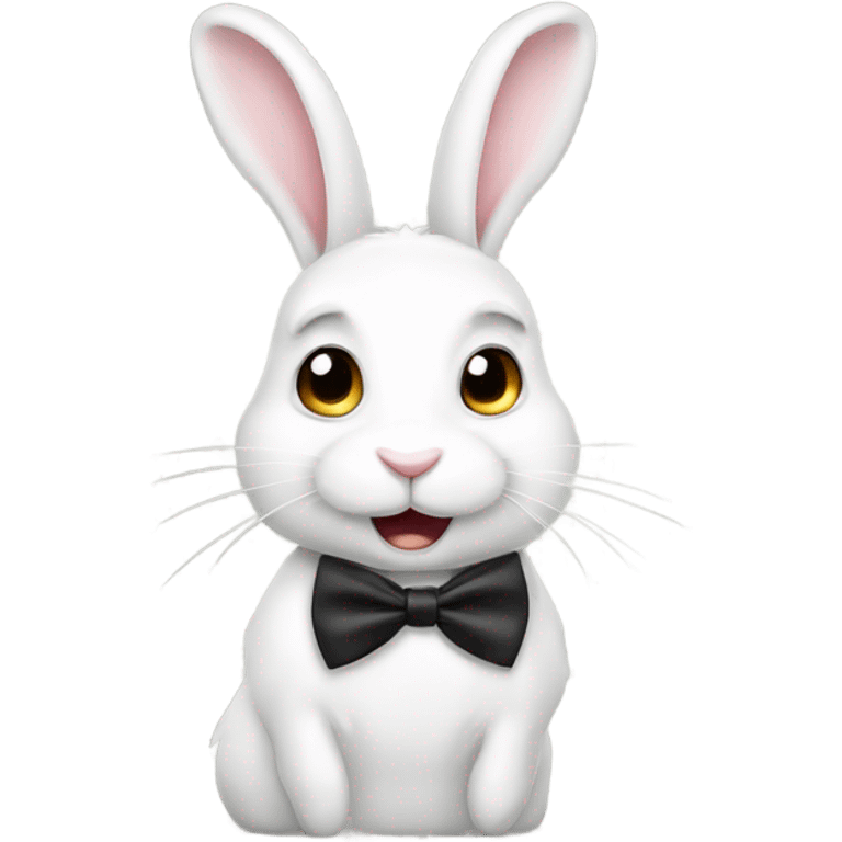 White bunny with bow tie side profile  emoji