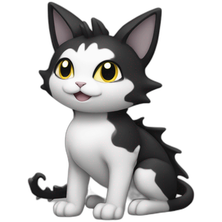 Sitting-Black-and-White-cat-dragon-type-pokemon emoji