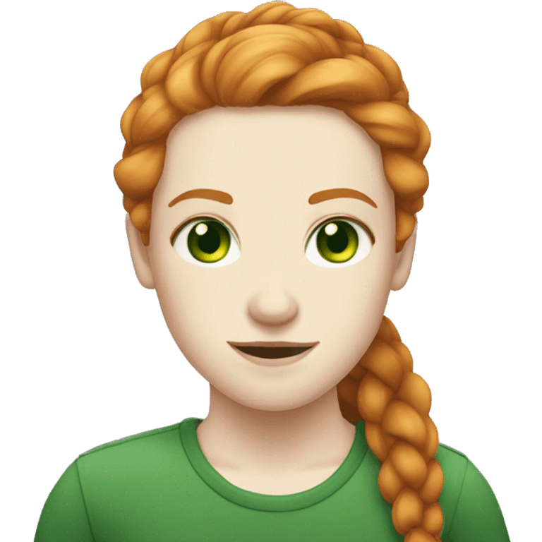 pale skin, ginger braid, green eyes emoji