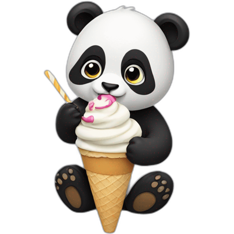 Panda eating ice cream emoji