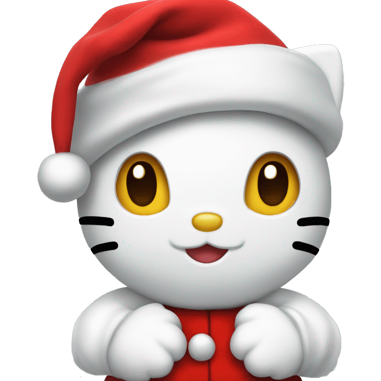 hello kitty dressed in red wearing a santa hat emoji