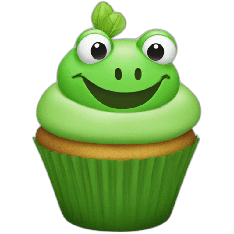 smiley green froggy cupcake emoji