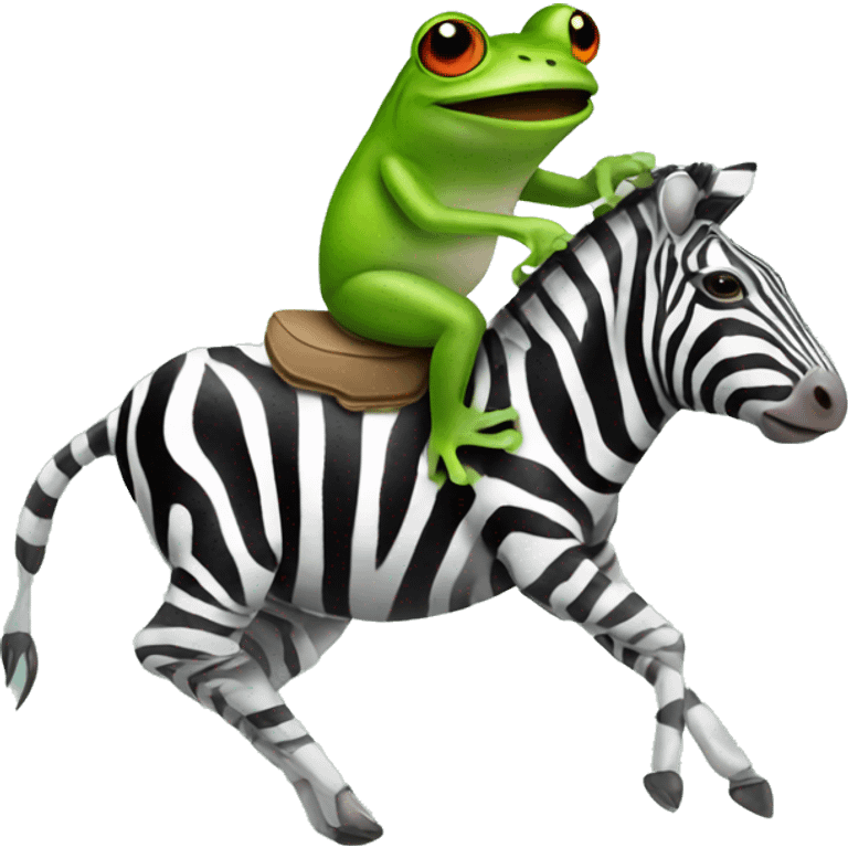 Frog riding a zebra emoji