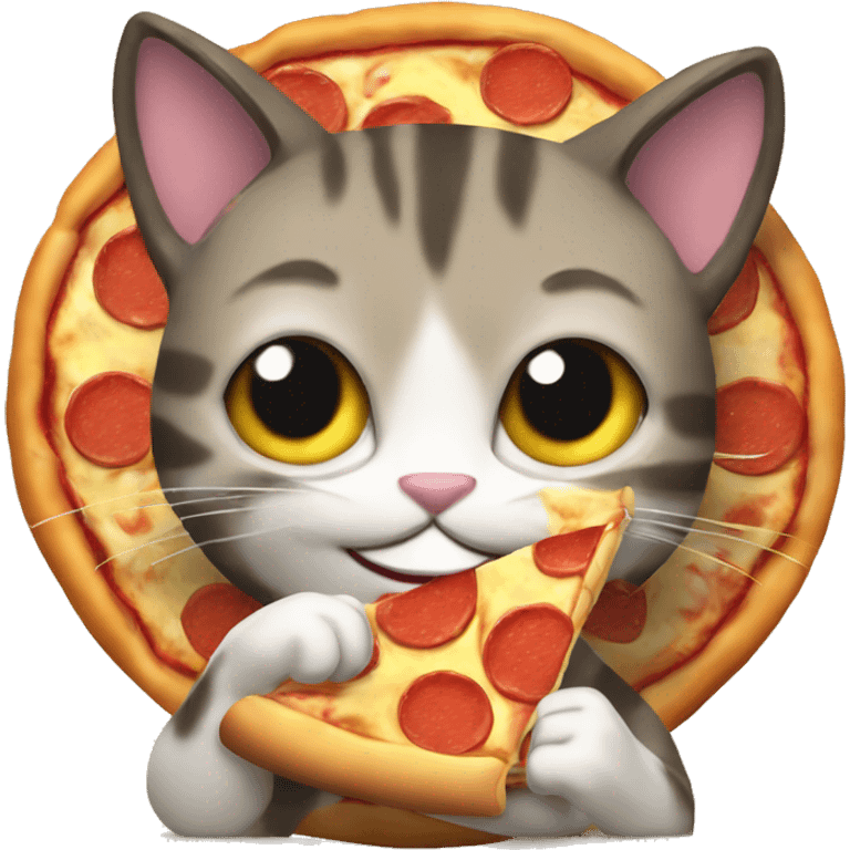 Gato comiendo pizza  emoji