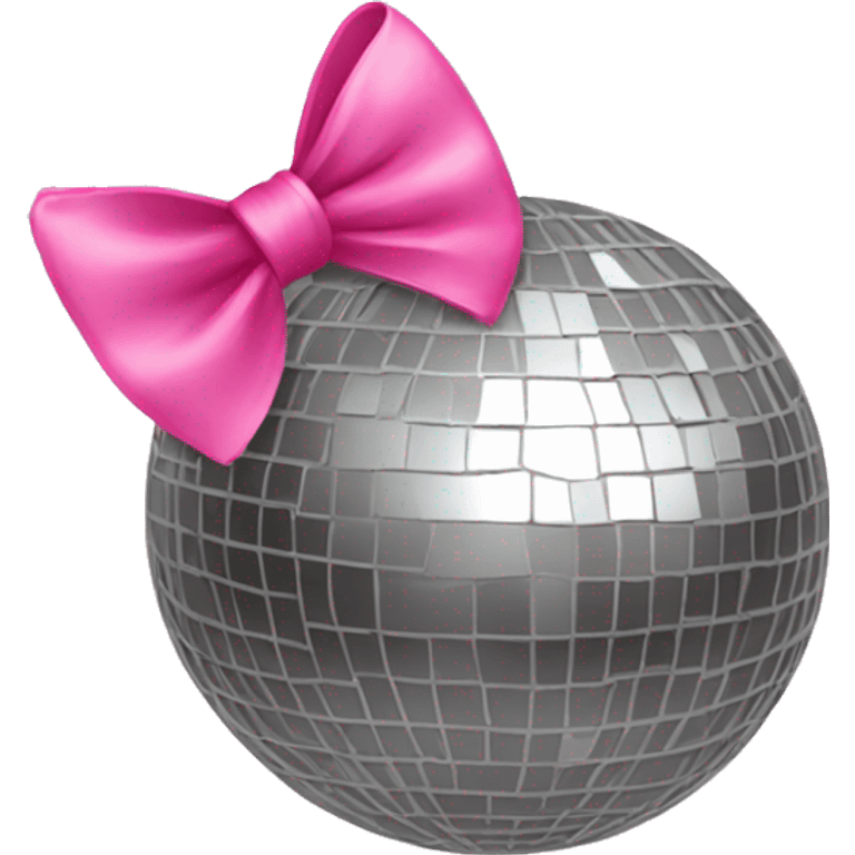 A mirrorball with a pink bow emoji