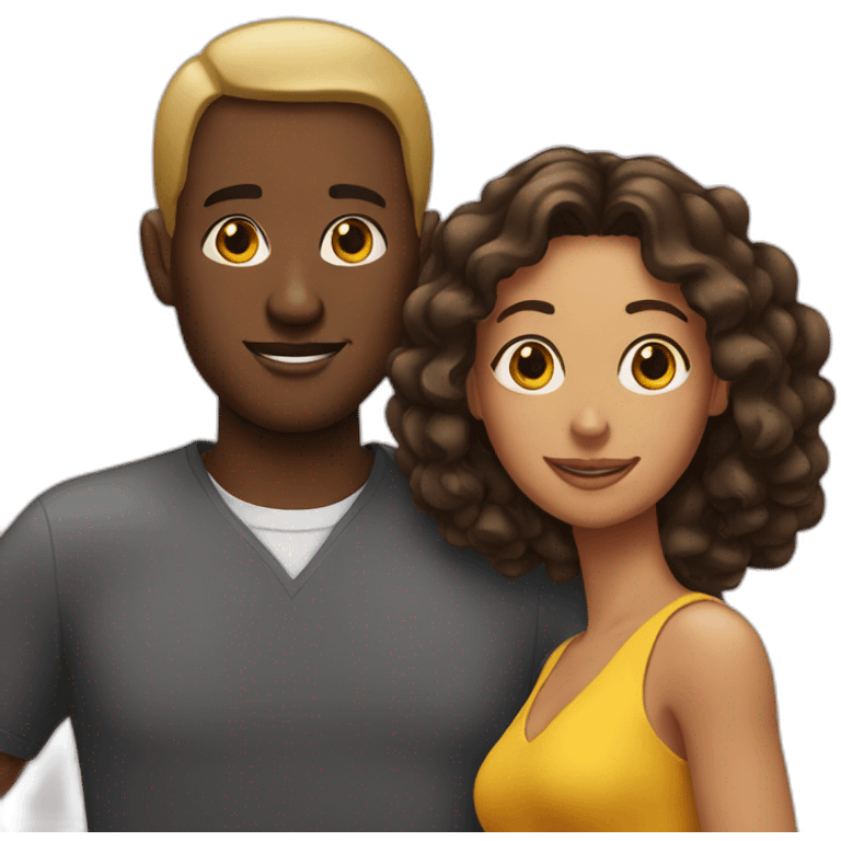 Black man with two women emoji