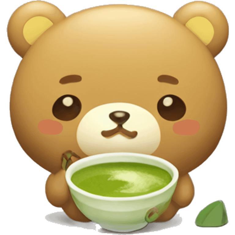 rilakkuma with matcha emoji