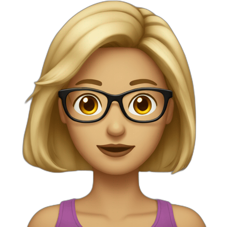 Femme lunette cheveux brun clair emoji