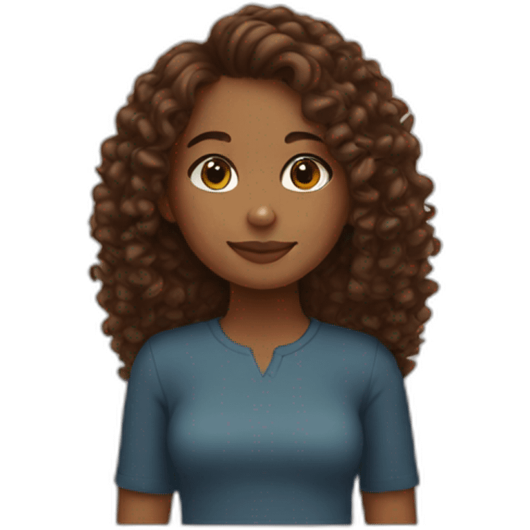 Brown girl with curly brown hair emoji