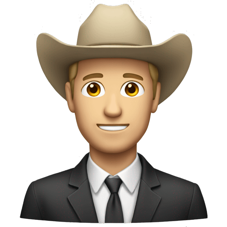 White man in a suit with a cowboy hat emoji