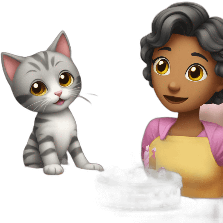 kitten and mother birthday party emoji