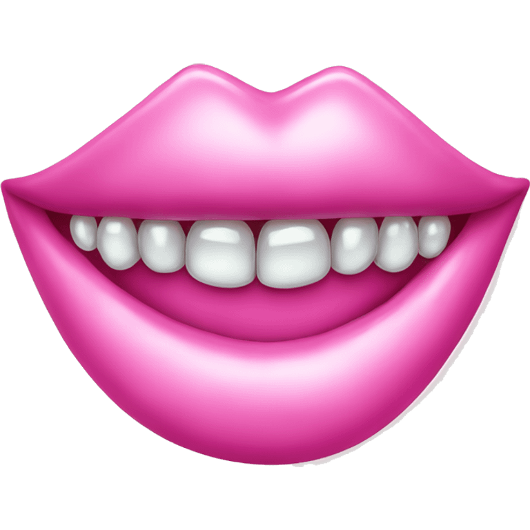 pink smiling lips with tooth gems emoji