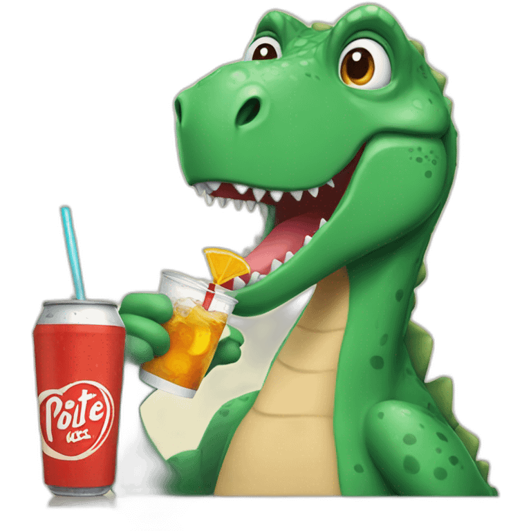 Dinosaur drinking soda emoji