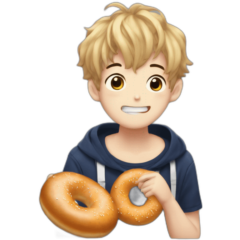 félix from stray kids eating a bagel emoji