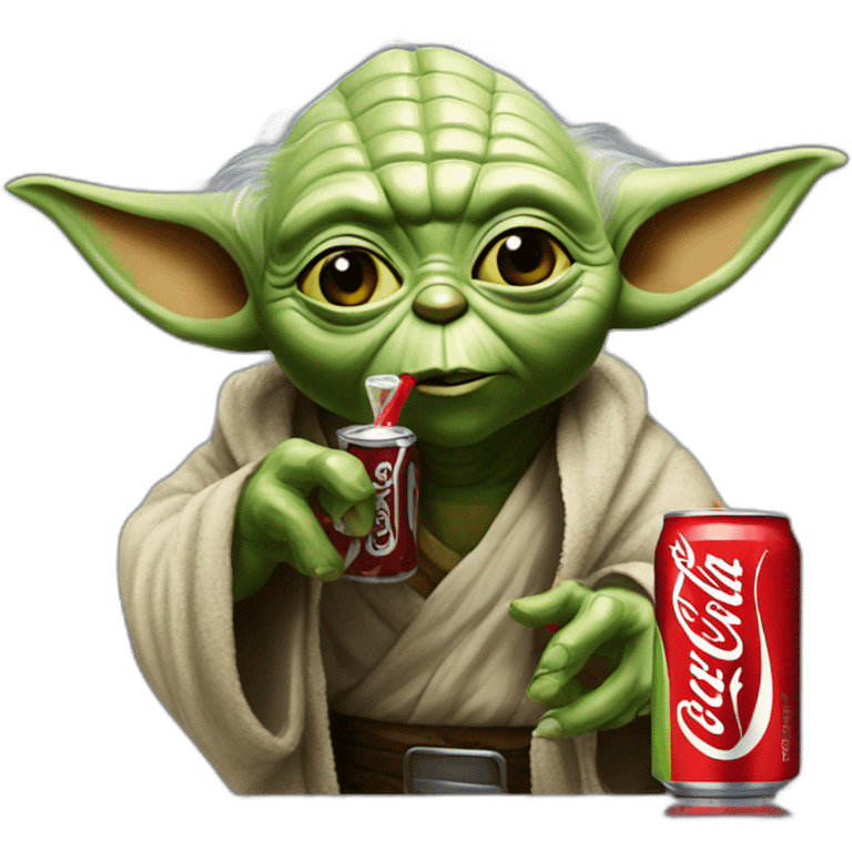 Yoda drinks Coca-Cola emoji