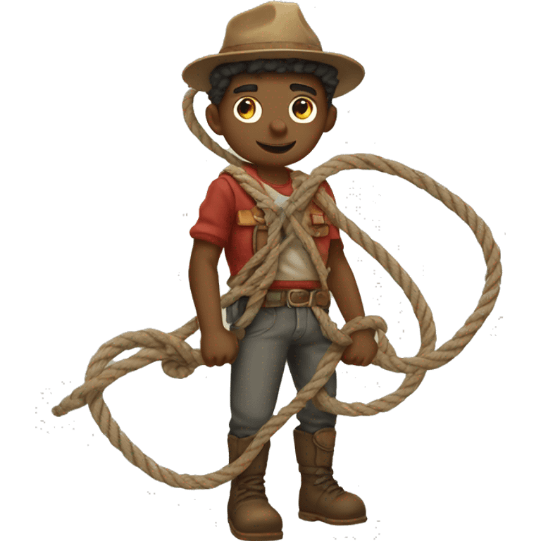 Hero with special skill be handy with ropes. The ropeman emoji