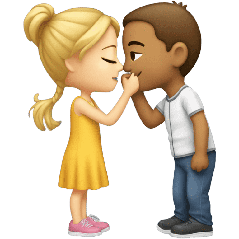 Girl giving cheeck kiss to a boy emoji