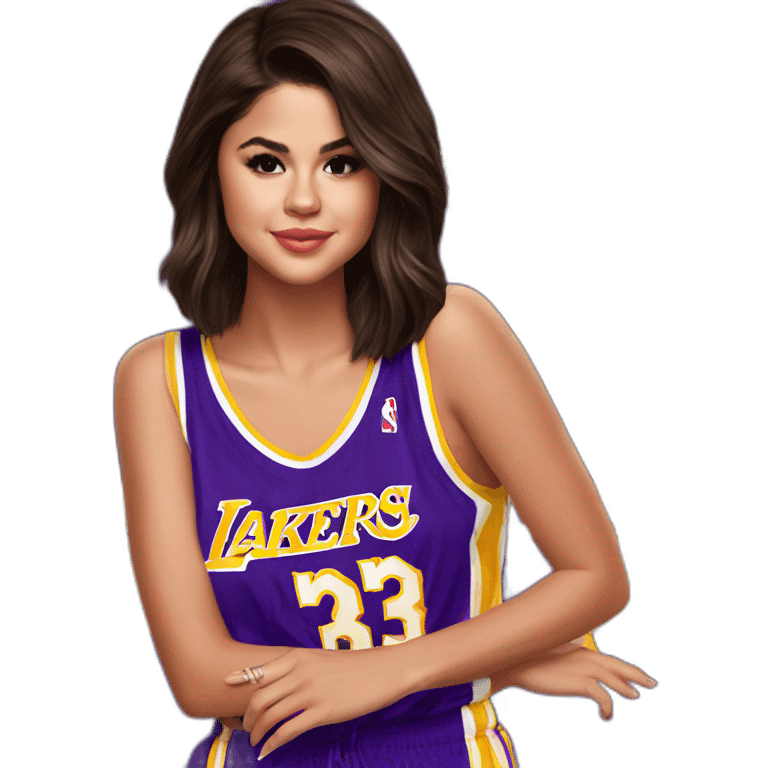 selena gomez with lakers jersey emoji