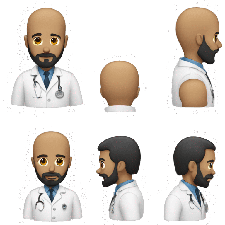 Bald doctor crown black beard emoji