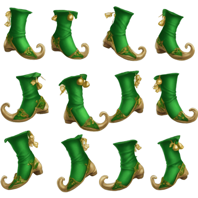 Realistic isolated emerald green elf shoes with bells. emoji