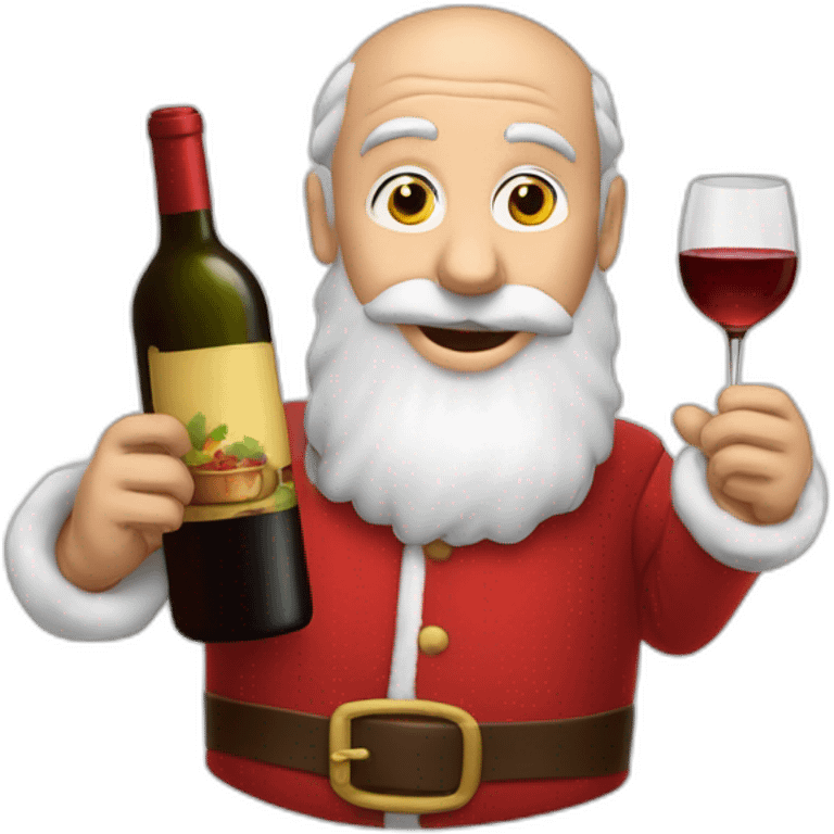 Le père noël avec une bouteille de vin emoji