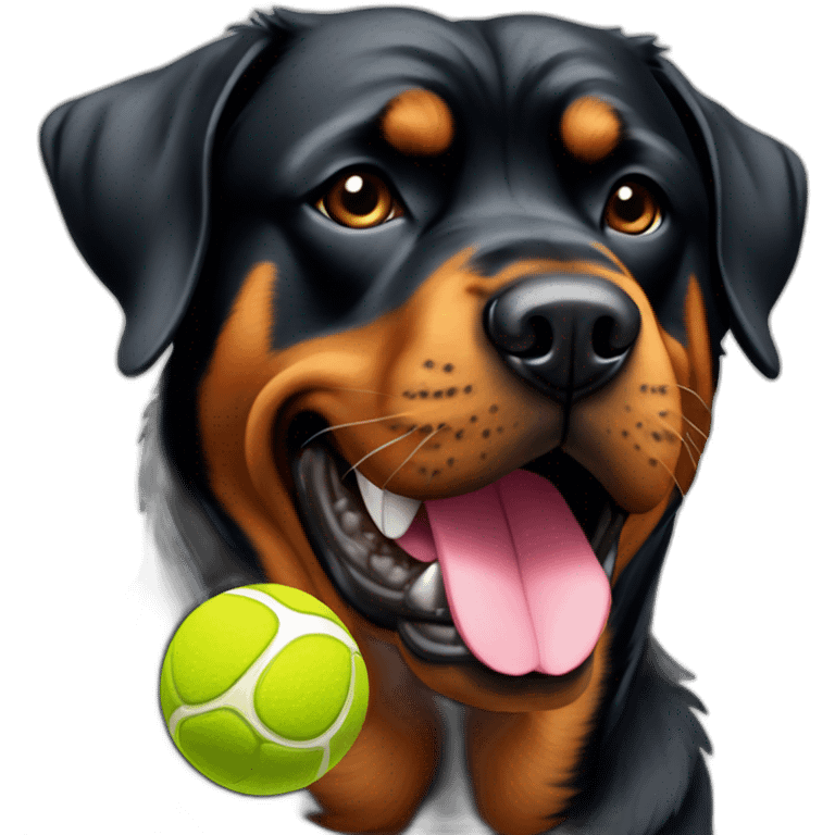 rottweiller with two tenis ball in mouth emoji