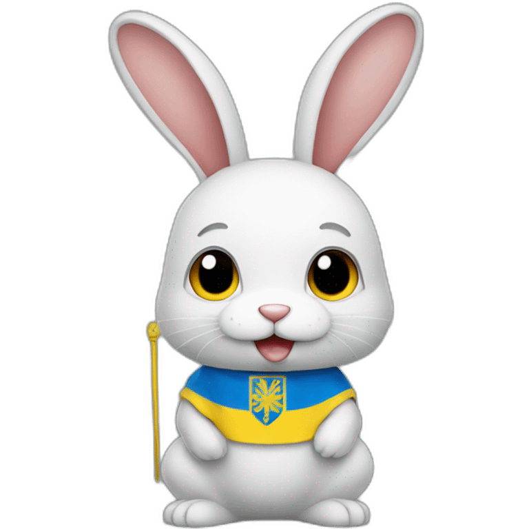 rabbit in a Ukrainian flag costume emoji